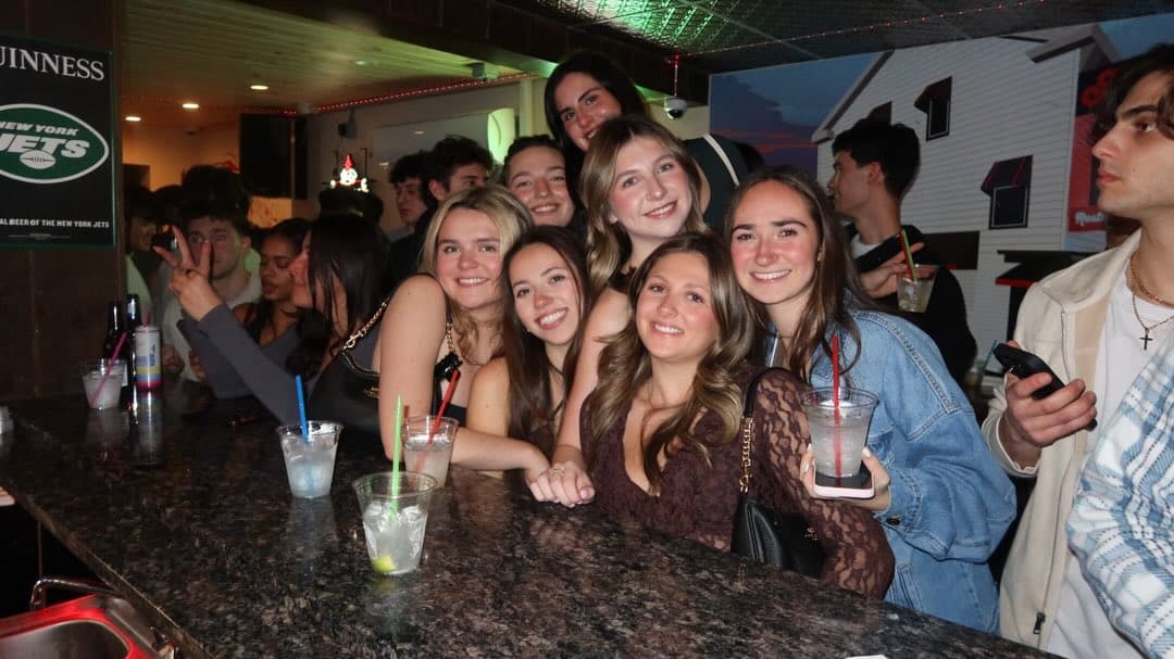 Group at bar with drinks